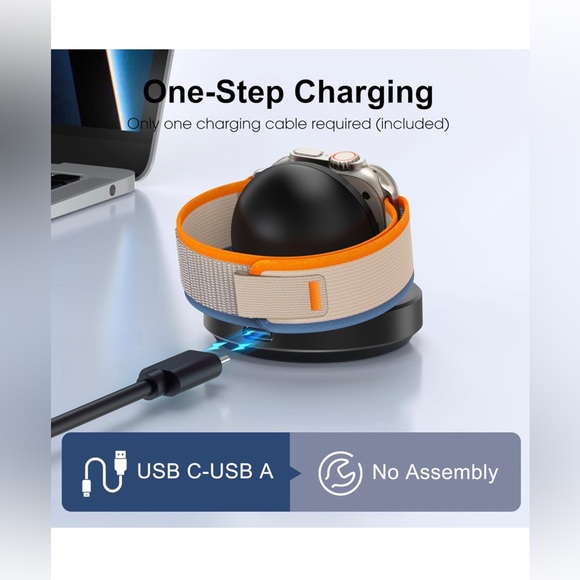 Portable Magnetic Charging Dock for Apple Watch Series 9 8 7 SE 6 5 4 3 2-Black - Picture 2 of 6